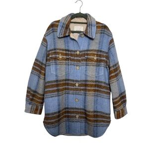 Aritzia Wilfred Free The Ganna Long Plaid Shacket Wool Small